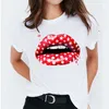 2021 Nuove Donne T-Shirt di Colore Labbro Stampa Casual Magliette E Camicette Harajuku Tee Estate Manica Corta Femminile T Shirt Per La Donna Vestiti Plus Size X0628