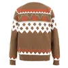 Boho Pumpkin Knitted Pullover Christmas Ladies Ethnic Warm Sweaters Female Loose Autumn Winter Fashion 211011