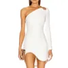 Ocstrade wit bandage jurk arrival One Shoulder Sexy Bodycon Zomer Lange Mouw Nacht Club Party 210527