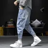 Mäns Jeans Vår Höst 2022 Japansk Casual Tooling Byxor Fashion Trendy Loose Ankel Harem Längd