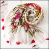 Wraps Hats, & Gloves Fashion Aessories Winter Scarf For Women National Style Fringes Viscose Floral Shawls Cotton Linen Scarves Ladies Foard