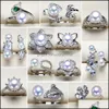 Impostazioni dei gioielli Anello di perle all'ingrosso Anelli con zirconi S925 Sier 12 stili per le donne Montaggio Misura regolabile Fai da te Consegna a goccia 2021 Yzgcu