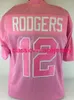 Homens homens jovens Aaron Rodgers Custom costurada Jersey de futebol rosa xs-5xl 6xl