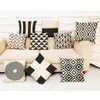 Black and White Geometric Linen Cushion Cover Home Office Sofa Square Pillow Case Decorative Cushion Covers Pillowcases