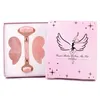 Rullo facciale Wing Gua Sha Tool 3PCS / Set Massaggiatore per la cura del viso Quarzo rosa naturale Pietra di giada Antirughe Cellulite Massaggio al collo Prodotto di bellezza