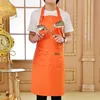 1 pcs Waterproof apron woman's solid color cooking men chef waiter cafe shop barbecue barber bib kitchen accessories 210629