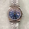 Steel Blue Dial Flinged Bezel Watch MM Automatiska Mechianical Arm Wristwatches Strap Sapphire Glass Movement Mens Watches