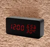 Alarm bell creative electronic led wood clock sound control gift medium rectangular temperature and humidity263S