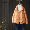 Lagabogy Frauen Kurze Weiße Ente Daunenmäntel Weibliche Lose Ultraleichte Winddichte Parkas Casual Puffer Jacke Outwear 210923