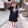 Vestito da ragazza primaverile a maniche lunghe pieghettato coreano per bambini da principessa per bambini Abbigliamento per bambine 210625