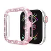 Custodia con diamanti a doppia fila per Apple Watch 8 Ultra 49mm SE Series 7 6 5 4 3 Luxury Women Ladies Cover PC Diamonds Protector Custodie per paraurti iWatch 45mm 41mm 40mm 44mm 38mm 42mm