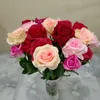 Valentine Day Artificial Roses Flowers Simulation Flannel Single Stem Flowers Wedding Living Room Bedroom decoration Pink Rose Red FHH21-850