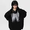 Hip Hop StreetWear Hooded Jacket Män Bowknot Skriv ut Jacka Coat 2021 Höst Harajuku Bomull Casual Hooded Jacket Outwear Black Y1106