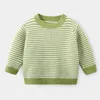 春の秋冬2 3 4 6 8 10年ニット学生の色のパッチワークのハンサムな縞模様のセーターのための赤ちゃん子供男の子210625