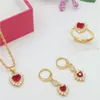 Halo Heart Jewelry Set 18k Yellow Gold Filled Elegant Women Orecchini pendenti Anello Bellissimo regalo