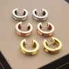 Stainless Steel B Letter Groove Gear rose gold silver Stud Earrings Couple Men039s and Women039s Earrings2433114