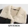 KPYTOMOA Women Fashion Thick Warm Faux Leather Shearling Jacket Coat Vintage Long Sleeve Flap Pockets Female Outerwear Chic Tops 211119