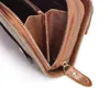 Erkekler iş debriyaj moda uzun deri çanta büyük boy kullanışlı para cüzdan