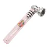 LADY HORNET Glass Cigarette Pipe 94 MM Long Pink Smoking One Hitter Pipes 24PCS Paper Display Filter Tips Mouthpiece Wholesale