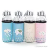 Top Quality Large Capacity Sports Glass Bottles With Cloth Cover Cute Cartoon Animal Water Bottle Hanging Rope Portable Eco-friendly Hand Cup