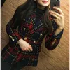 Women's Suits & Blazers HIGH QUALITY Stylish 2021 Designer Blazer Double Breasted Lion Metal Buttons Plaid Tweed Wool Outer Coat
