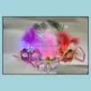 Feestelijke benodigdheden Home Gardenhalloween make -up maskers Luminescerende LED Princess Feather Mask voor Masquerade Dance Party Ball Prom Cosplay Show