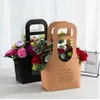 Cesta de flores portátil de alta calidad, bolsa de papel para arreglos florales para embalaje fresco, caja de regalo, bolsa de paquete de suministros de floristería