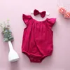 Kinderkleding Meisjes Jongens Effen Kleur Rompertjes Baby Flying Mouw Jumpsuits 2021 Zomer Mode Pasgeboren Baby Klimmen Kleding