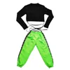 Sahne Giyim Çocuk Caz Dans Kostümleri Siyah Gevşek Pantolon Tops Hip-Hop Giyim Modern Balo Salonu Çocuklar Sokak Kıyafetleri DQS295