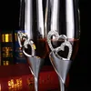 Champagne Toasting Flutes Wedding Accessories Silver Hearts Set Of 2 P9YB Wine Glasses1387605