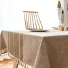 Klassieke eenvoudige geruite decor linnen tafelkleed met kwastje waterdichte dikke rechthoekige bruiloft dining theetafel doek 211103