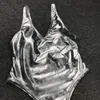 Kvinnors badkläder Wackdaria kvinnor baddräkt silver / guld ljus läder sexig hög midja bikini set sex stilar Biquini badande sommarslitage