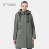 D'OCERO Abrigo de primavera Mujer Moda Algodón fino Casual Chaqueta femenina Otoño A prueba de viento Parka Largo acolchado con capucha Outwear 210923