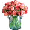 12pcs / lot 25cm Rose Silk Fleurs artificielles Bouquet de mariée romantique Fautes fleurs pour la décoration de mariage à la maison Supplies de fête en salle