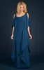 Champagne Navy Blue Mother of the Bride Dresses Chiffon Pants Passar Bröllop Plus Size Dress Beaded Ruffles Flowing Mante Floor Len229m