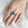 Aquamarine Diamond Promise Ring 100% Real 925 Sterling Silver Engagement Wedding Band Rings For Women Men Party Jewelry