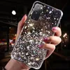 Bling Glitter Soft Silicone Cover TPU Back Cell Phone Fodral Förpackning för iPhone 13 Pro Max 12 Mini 11 XR 8 7 Plus Samsung S21 Ultra S20 Fe A03S A21S A32 A52 A72 5G HUAWEI P40