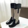 2021 Fashion color matching round head women long Boots female casual wild non slip leather women boots Cowboy 9965