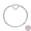 Snake Chain Heart Buckle Armband 925 Sterling Silver Fit för Brand Charms Armband DIY Fine Smycken Making Women Gift