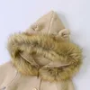LZH 2021 herfst baby bont hooded breien jas voor baby kleding pasgeboren baby meisjes jas winter kinderen bovenkleding jas 0-2 jaar H0909