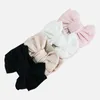 2021 neue Baby Waffel Stricken Bogen Stirnband Große 6 zoll Bowknot Kopf wickelt Kinder Baumwolle Breite Turban Kinder Mädchen headwear