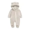 KT Australia Dziewczynek Romper Kombinezony footons Ins Solid Color Winter Cat Uszy Boutique Dzieci Wspinaczka Ubrania