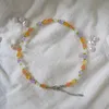 Chokers Korea Summer härliga färgglada blommor Daisy Transparent Crystal Beading Strand Short Choker Halsband för kvinnor