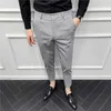 Striped Casual Pants Men Formell Business Dress Suit Pants Sommar Ankel Längd Office Socialbyxor Streetwear Trousers 210527