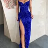 Suknie wieczorowe 2021 Sexy Arabski Klejnot Neck Illusion Lace Aplikacje Kryształ Zroszony Czarny Mermaid Długie Rękawy Formalne Dress Prom Suknie