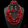 Örhängen halsband yulaili vintage mode röda korallarmband för kvinnliga smyckesuppsättningar handgjorda kedje brud smycken set