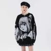 Gestrickte Harajuku Winterkleidung Frauen Übergroße Pullover Langarm Top Gothic Mode Japanische Kawaii Cartoon Streetwear 210907