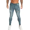 Homens jeans stretch stretch reparado jeans luz azul hip hop angustiado super magro magro encaixar algodão confortável tamanho grande