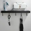 Bathroom Shelf Bath Shower Shelf with Hook Bar Bath Shampoo Holder Bathroom Corner shelf Black Aluminum Kitchen Storage holder 210724