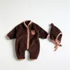 冬の赤ちゃんのonesies暖かいロングロンパかわいい家の摩耗赤ちゃん女の子冬服赤ちゃん男の子の服210701